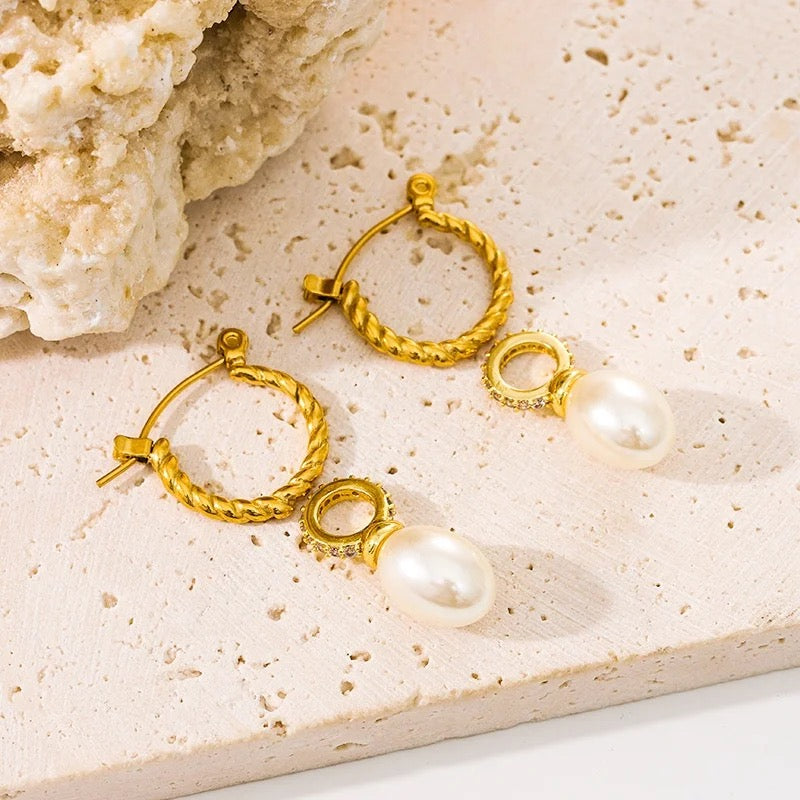 18k gold plated freshwater drop pearl earrings